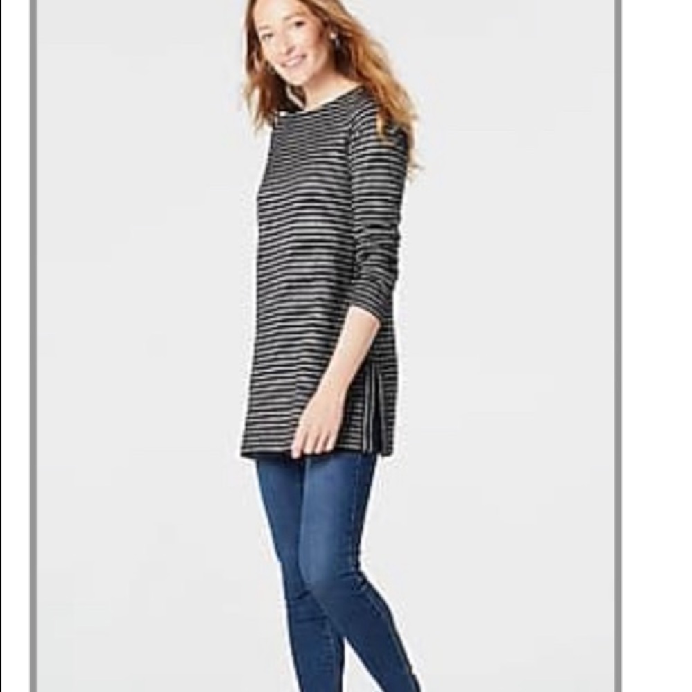 LS Black/White Boatneck Tunic
